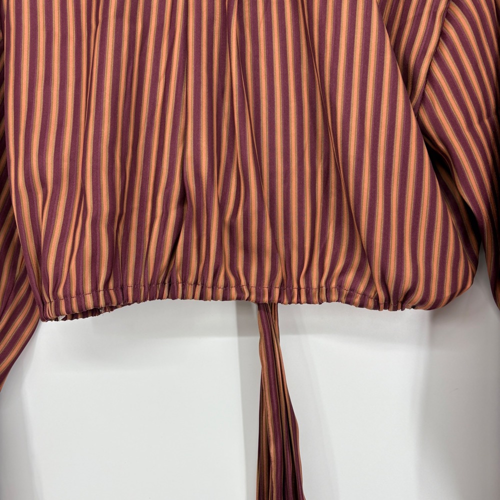 Free People X Revolve My Everything Wrap Top Blouse M Cropped Satin Chocolate - Picture 11 of 15